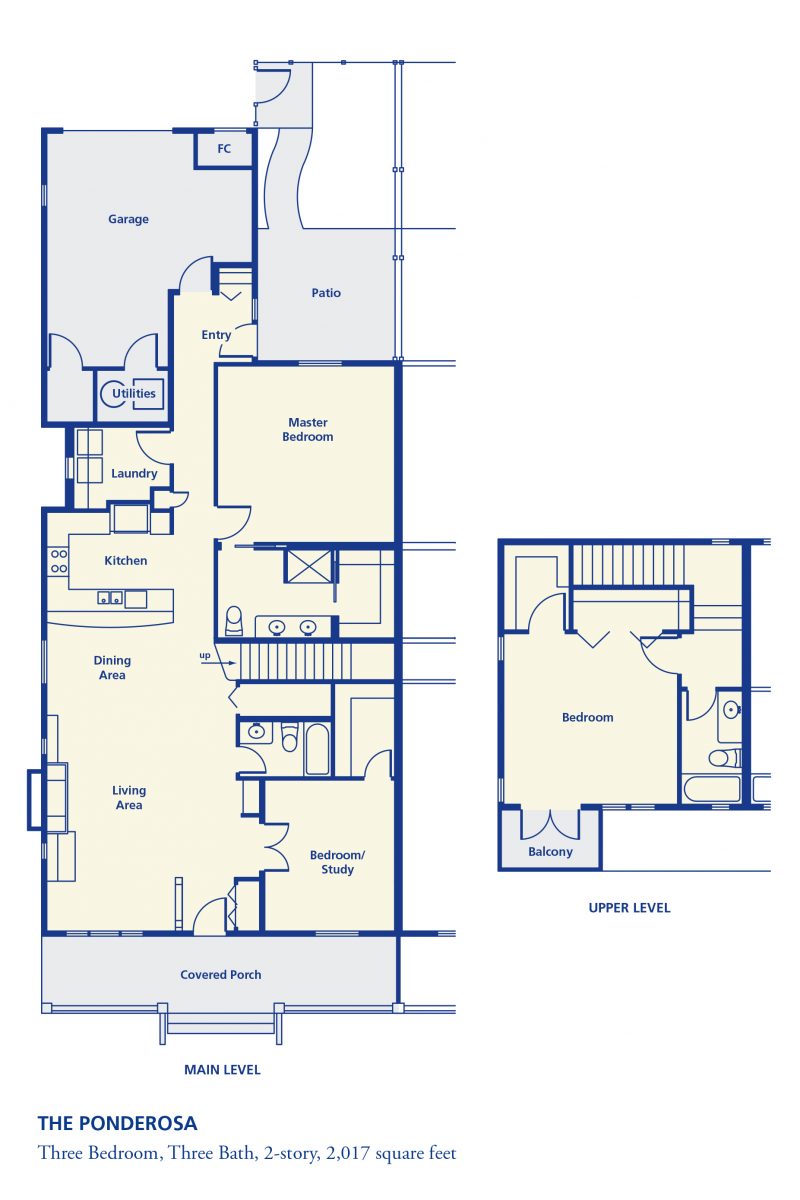 The Ponderosa three bedroom three bath 2-story 2017 square feet senior rental independent living Denver